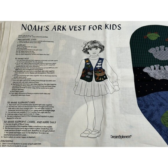 Noah’s Ark Christian Kids Vest Cut Sew Panel Sz  XS6, S8, M10, L12 Dreamspinners - Picture 5 of 10